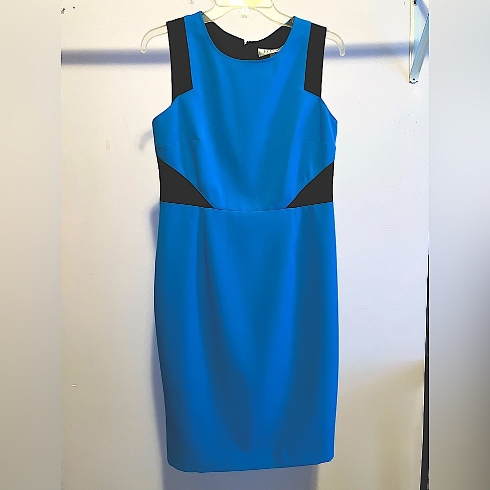 Women’s Sleeveless Sheath Dress, Size 4, Blue/Black, by Kasper